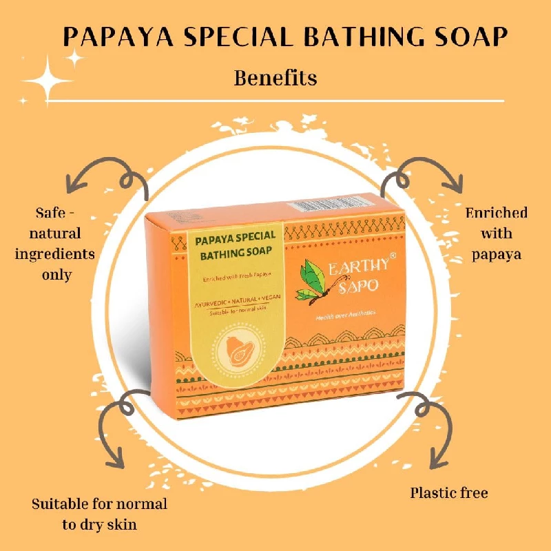 Earthy Sapo Handmade Papaya Special Bathing Soap, 100 g-5.webp